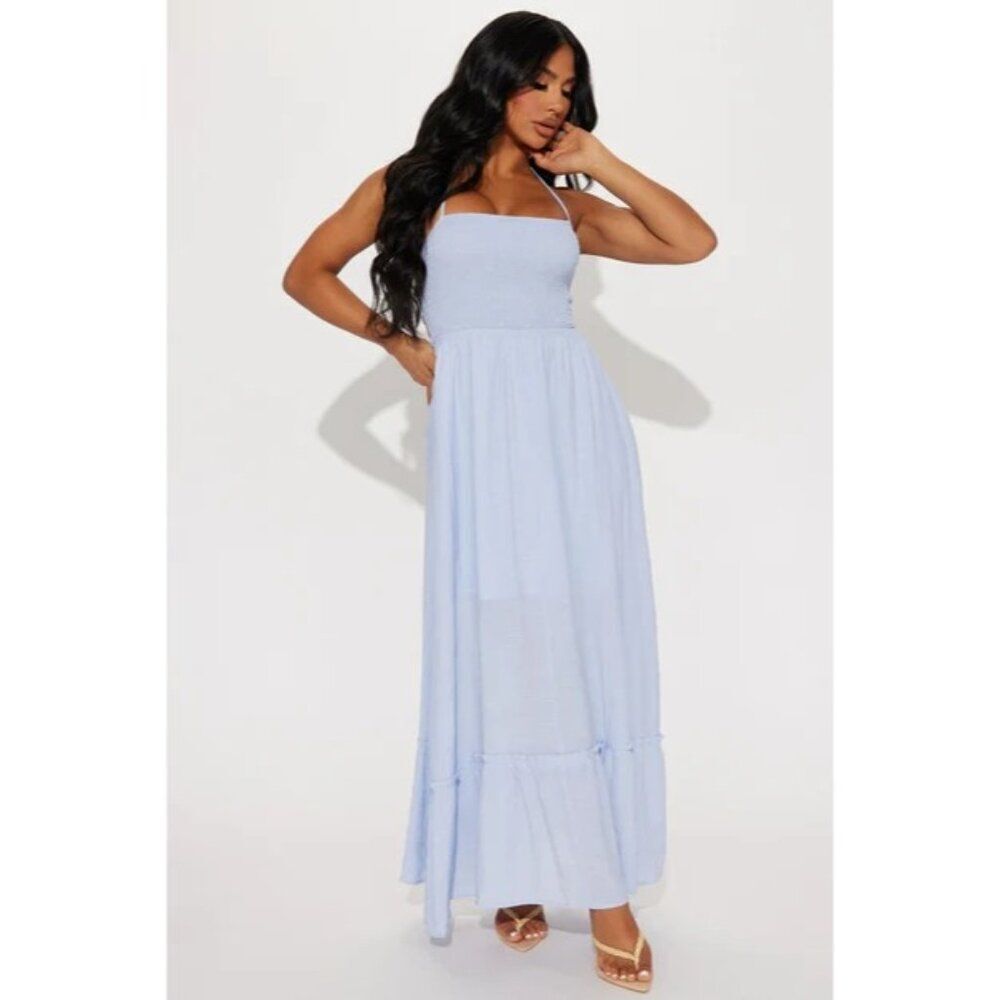 HYFVE Women’s Smocked Bodice Cut-Out Halter Boho Dress Size S